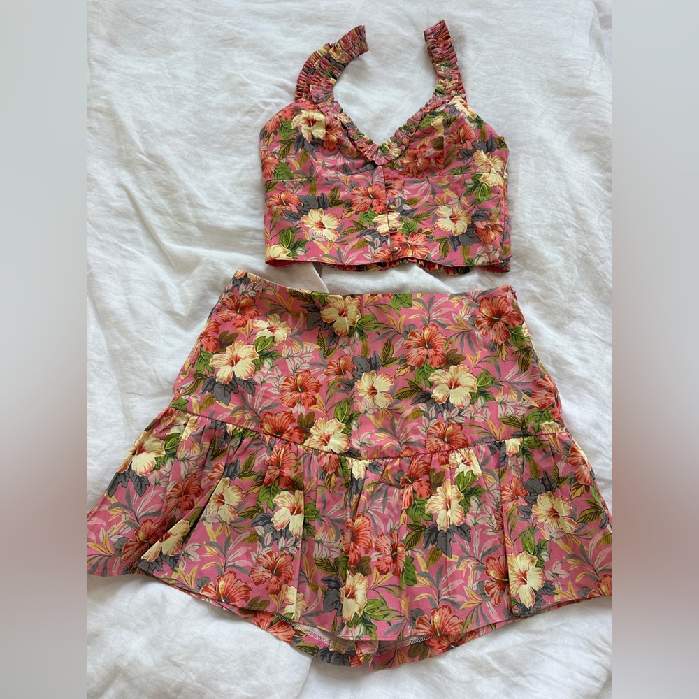 Zara Tropical Print Skort